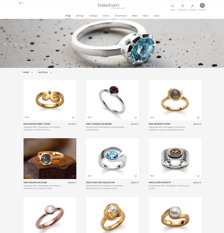 Screenshot des Bastian Inverun Shopware-Onlineshops