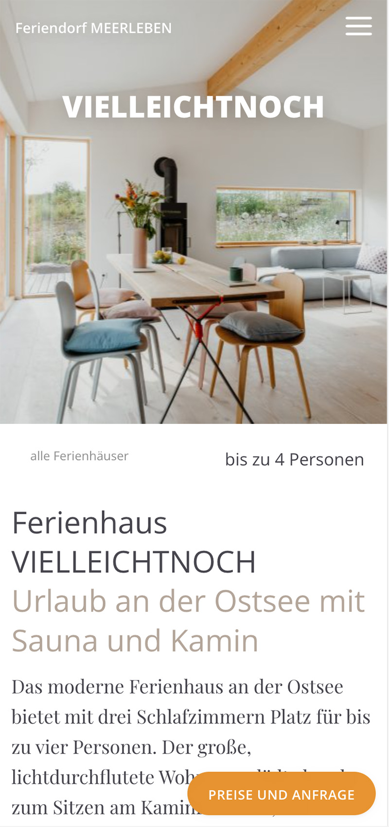 Ferienhäuser Buchungsplattform Sreenshot Ferienhaus Vielleichtnoch