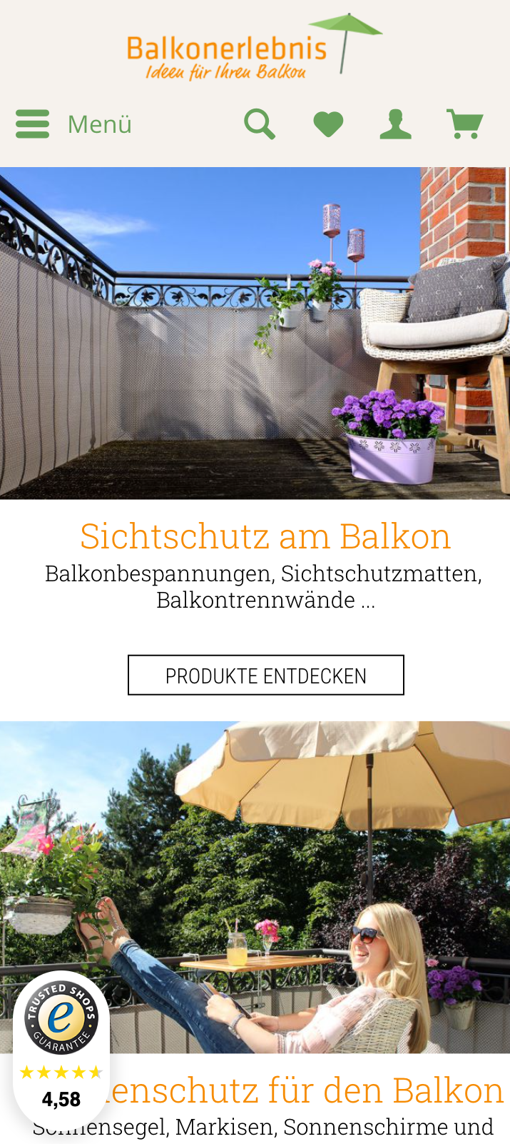Shopware Shop für Balkonzubehör
